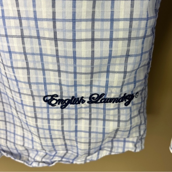 Men's English Laundry Blue Plaid  Button Up Shirt - Picture 4 of 12